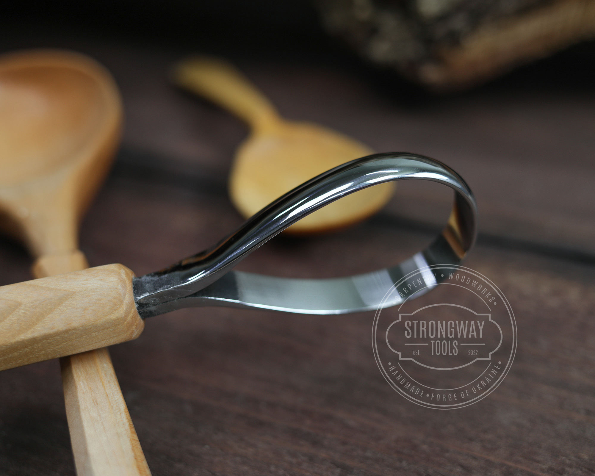 Spoon carving knife, Right-handed, Tight curve longer handle, Whittling  knife, Fresh wood carving, Handforged, Handcarving - The Spoon Crank