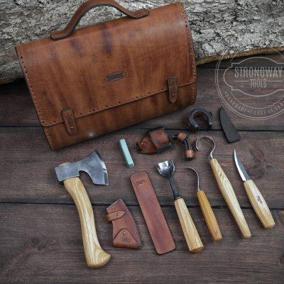 Woodcarving Kit With Leather Organizer STRONGWAY TOOLS, L.L.C.