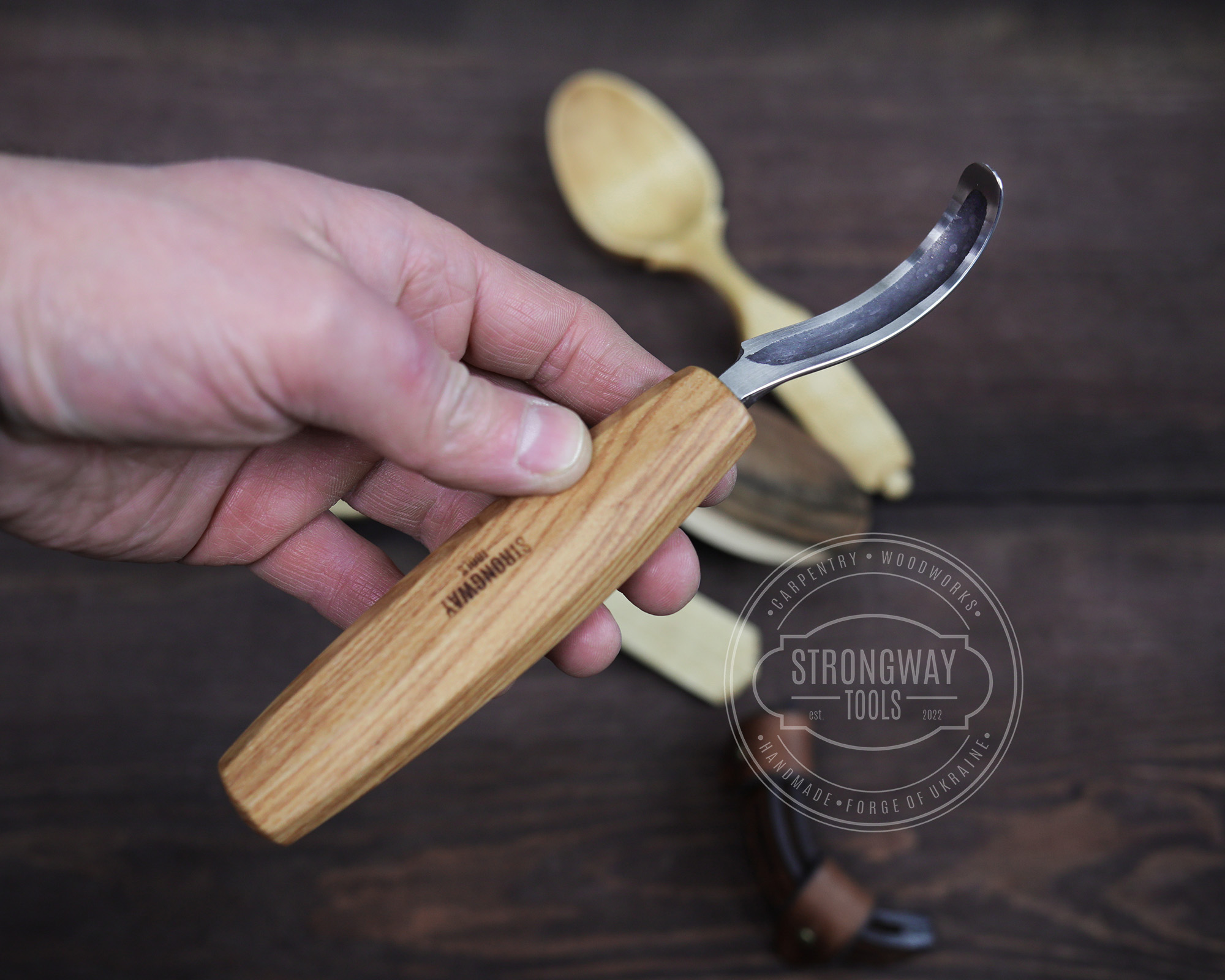 Wood Carving Hook Knife. Spoon Carving Tool for Spoons, Bowls, kuksa and  Cups carvings - Right Handed - Basic Crooked Knife for Professional Spoon