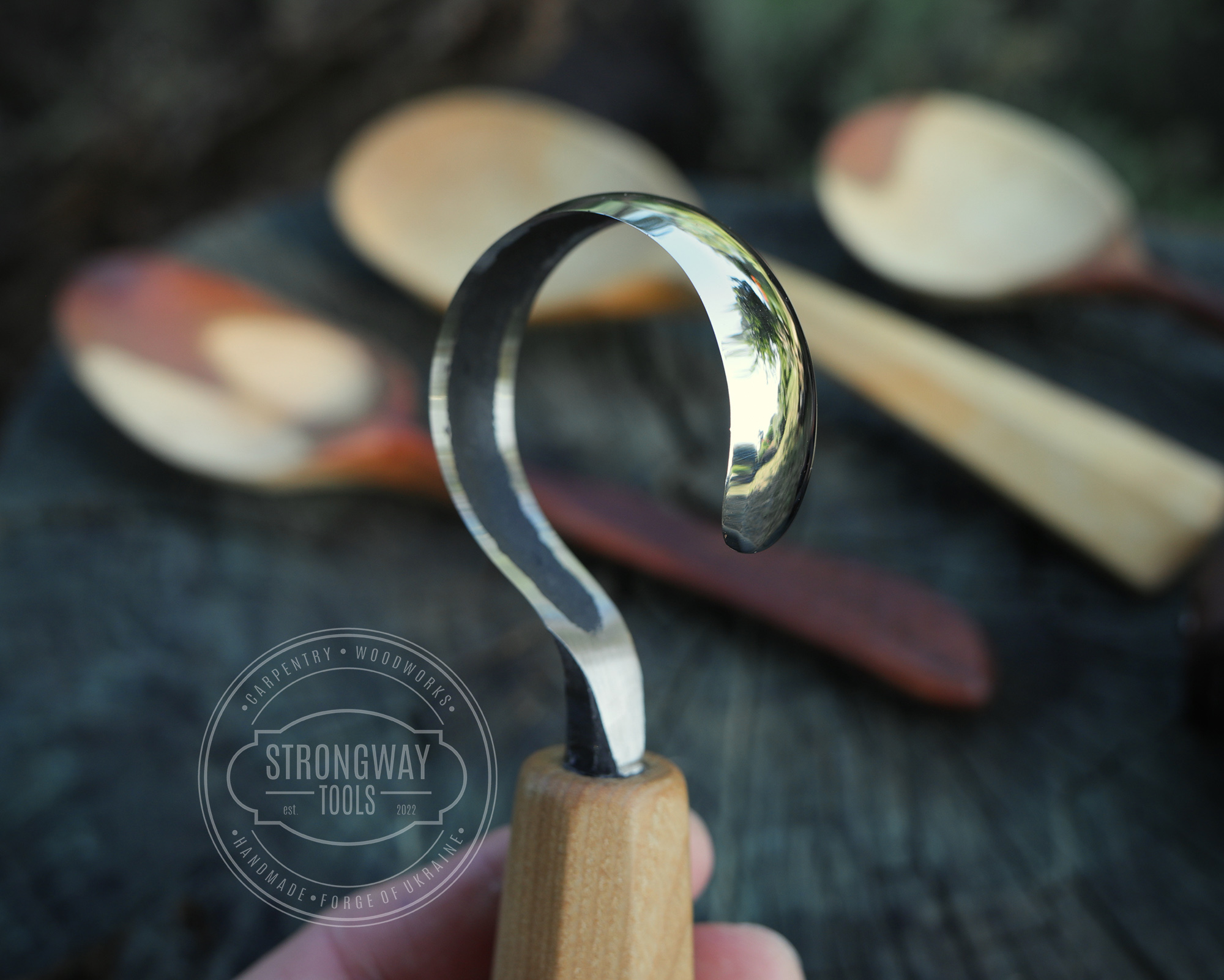 Spoon Carving Hook Knife with octagonal handle - The Spoon Crank