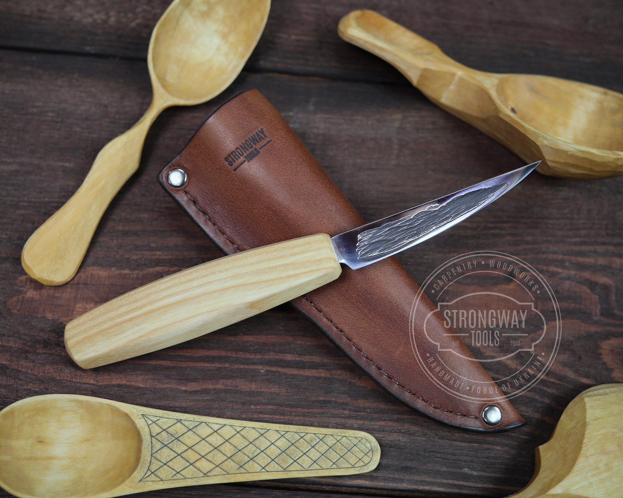 Wood Carving knife with thermo ash wood handle > STRONGWAY TOOLS