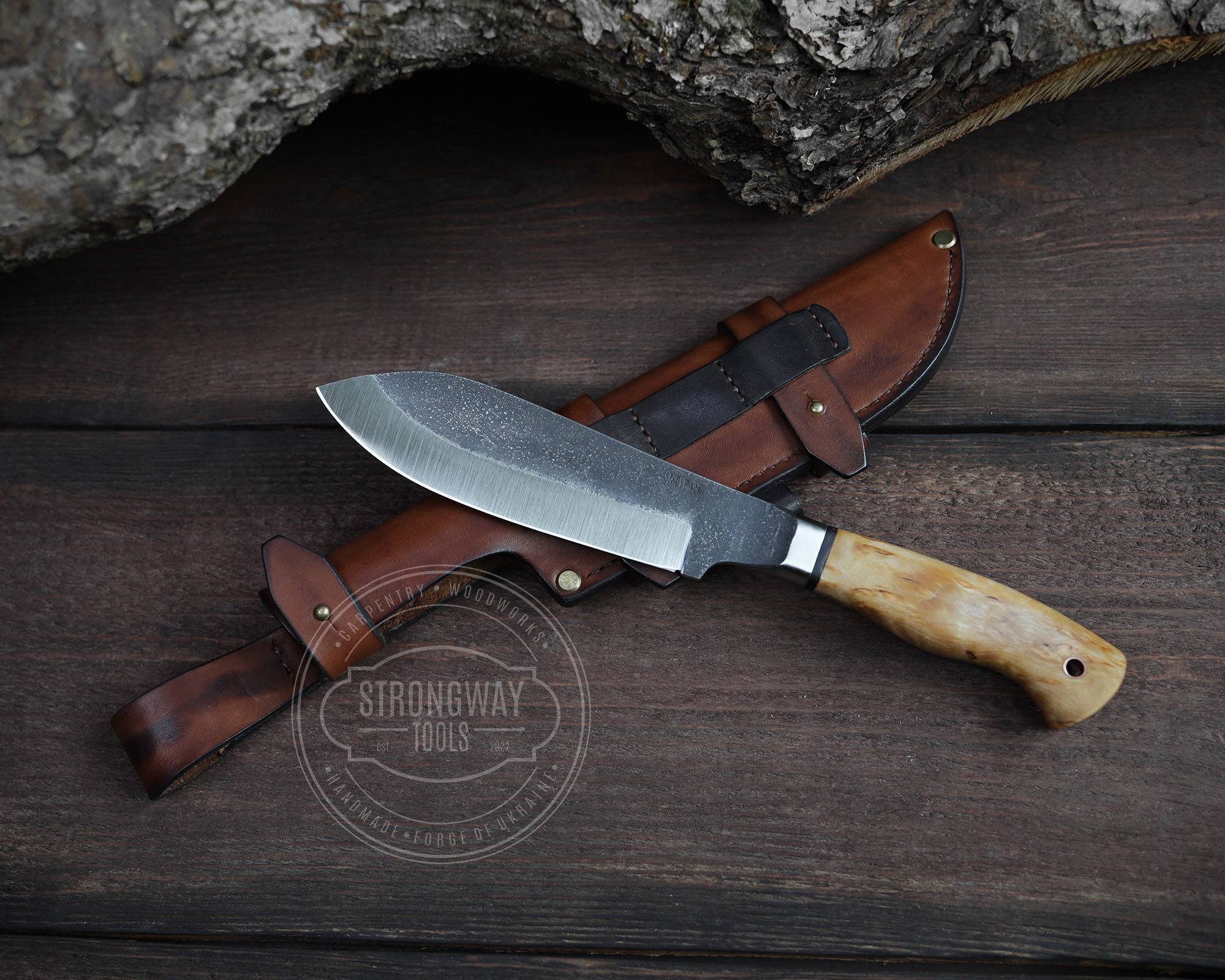 Handmade Bushcraft Knife with Sheath > STRONGWAY TOOLS, L.L.C.