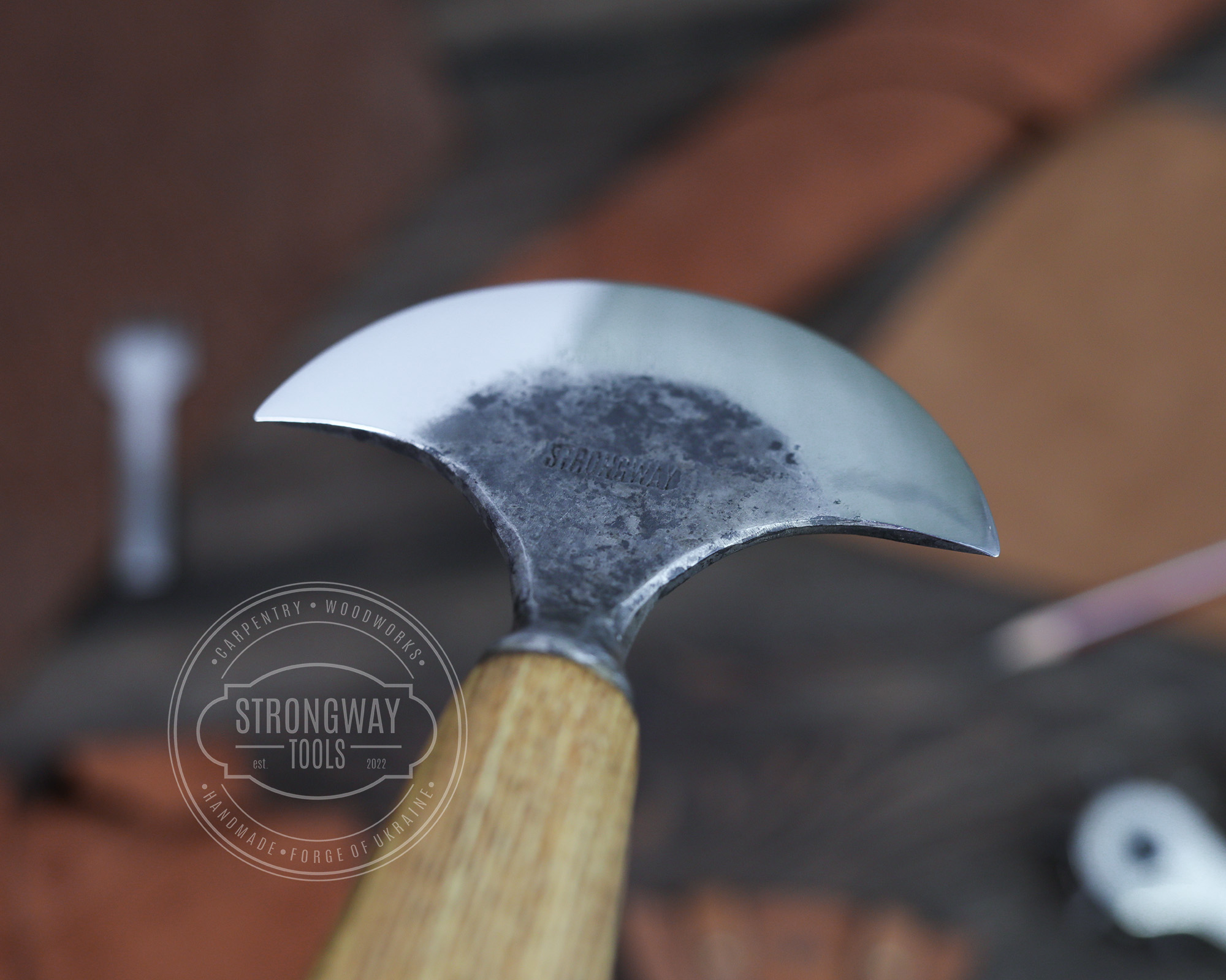  Forged Leather Round Knife. Forged Small Head Round