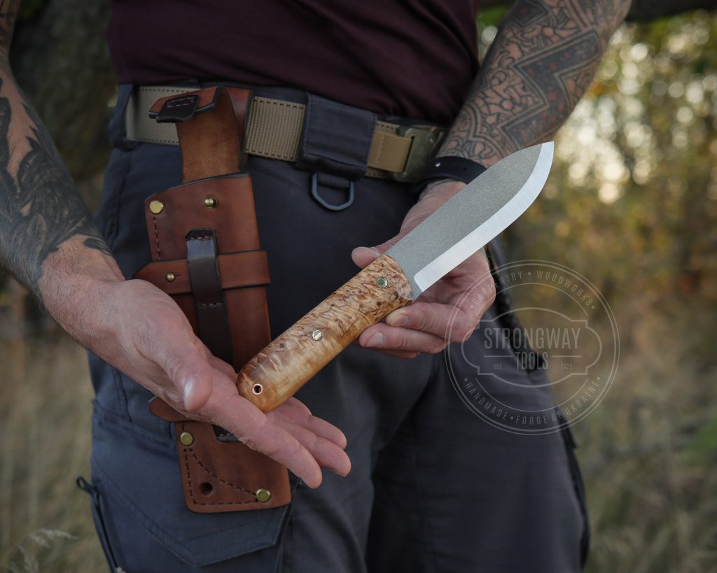 Stainless knife with stabilized Karelian birch handle 4