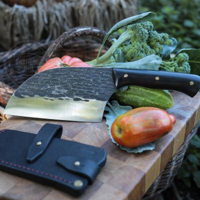 Hand Crafted Camping Kitchen Knife Leather sheath included