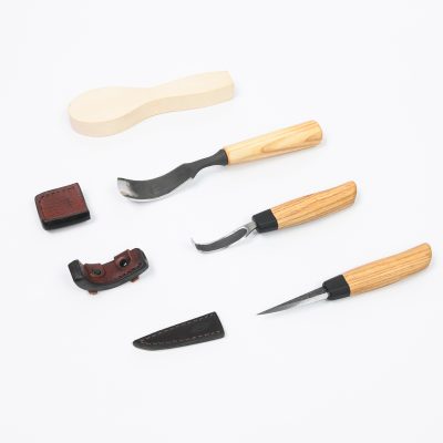 Hand-Forged Woodcarving Set – Gouge, Hook Knife & Cloyd Knife + GIFT Linden Spoon Blank