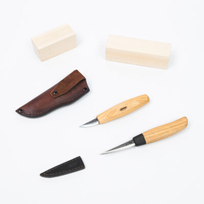 Hand Forged Wood Carving Knife Set – Whittling & Spoon Carving Tools with Leather Sheaths, Handmade Woodworking Gift