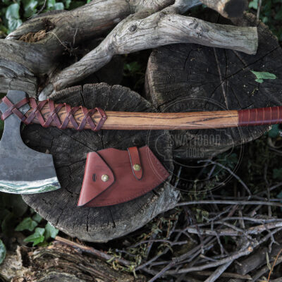 Hand Forged Nordic Bearded Axe, Hand Forged Viking Camping Axe, Bushcraft Hatchet, Medieval Axe, Woodworking Tool, Gift for Him, Leather Sheath