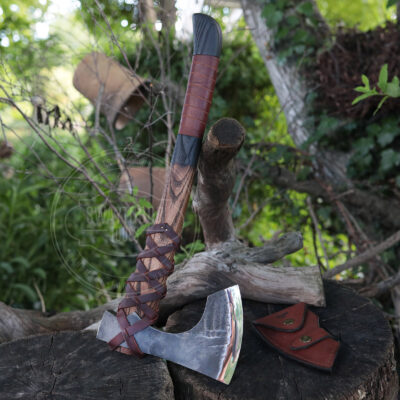 Hand Forged Nordic Long Bearded Axe | Viking Bushcraft Axe | 52100 Steel Camping Axe with Leather Sheath | Handmade Forest Axe | Gift for Him