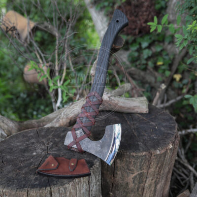 Hand Forged Viking Style Forest Axe /Bushcraft Axe with Leather Sheath | Handmade Camping Hatchet | Outdoor Survival Tool | Gift for Him (Copy)