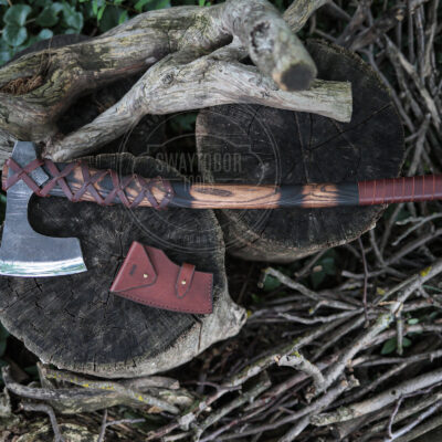Handmade Scandinavian Forest Axe | Forged 52100 Steel Camping & Bushcraft Axe | Leather Sheath Included